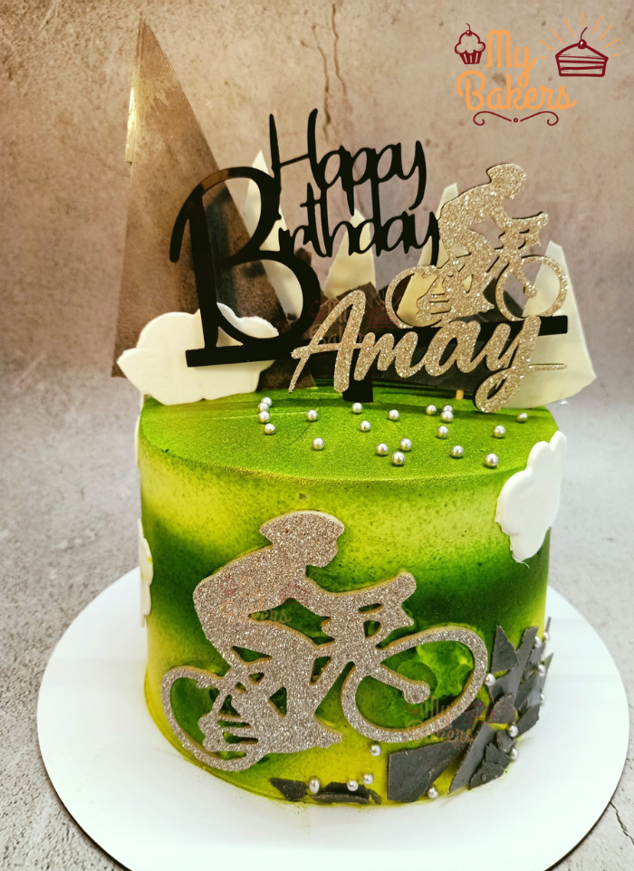 Cycling Theme Birthday Cake