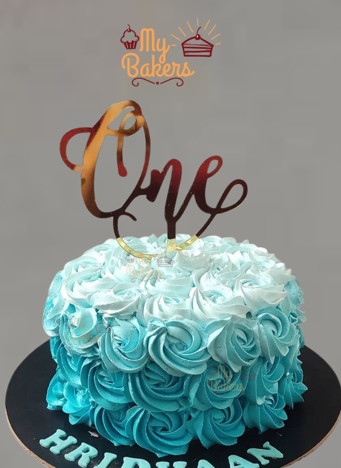 Delicious Wipped Cream Blue Theme Cake 