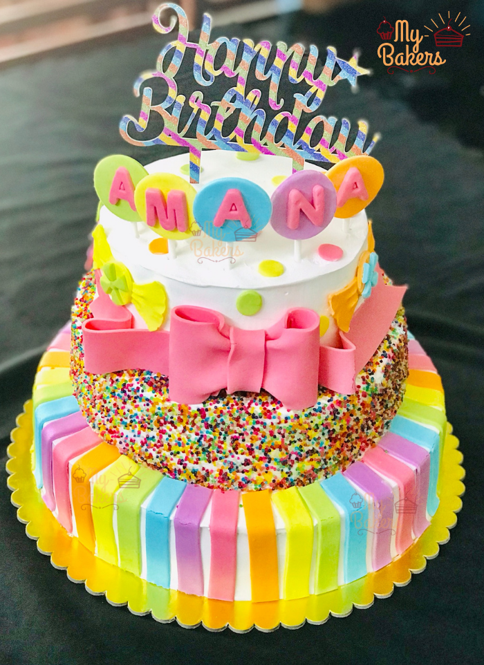 Exclusive Fondant 3 Tier Birthday Cake