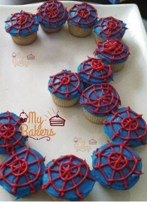 Spiderman Theme Cup Cakes (Pack Of 12 Cup Cakes)