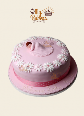Adorable Baby Girl Fondant Flowers Theme Cake
