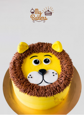 Amazing Lion Face Theme Chocolate Cake
