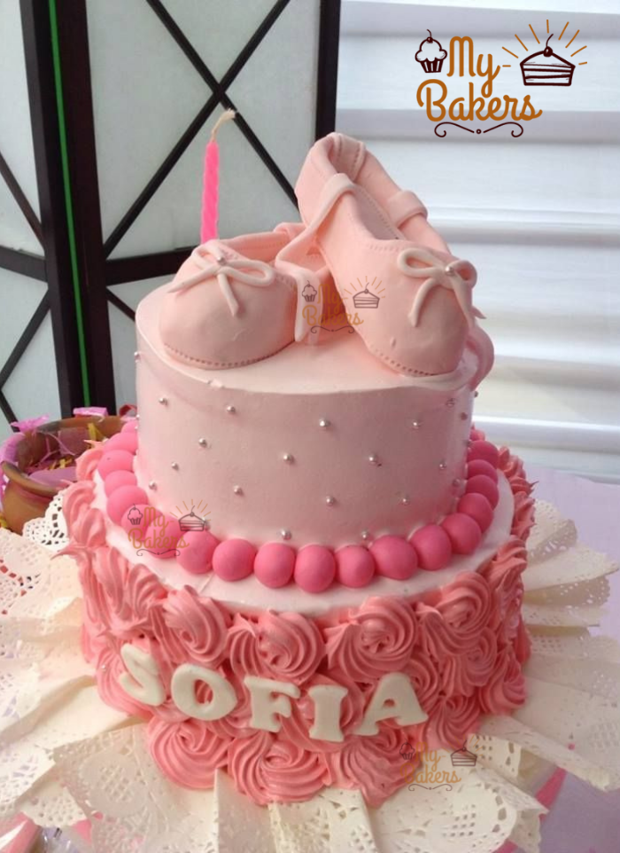 Baby Girl Shoes 2 Tier Birthday Cake