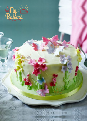 Butterfly Flower Fondant Theme Cake