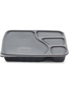 4 CP Meal Tray with lid Black pack of 10