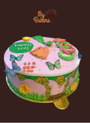Butterfly Theme Teej Cake