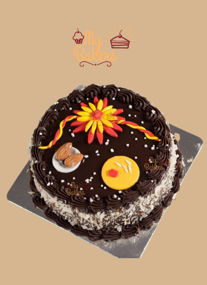 Dark Chocolate Fondant Rakhi Cake