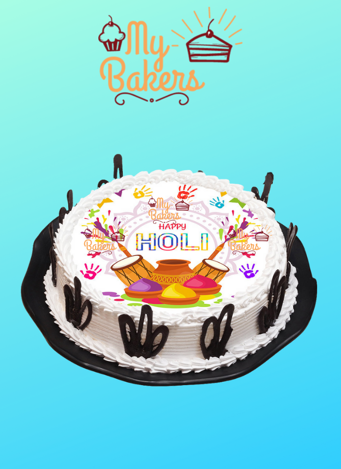Delectable Holi Theme Photo Cake