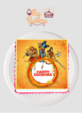 Happy Dussehra Photo Theme Cake