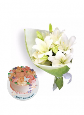 Easter Lily Bouquet with Special Edible Butterfly Cake