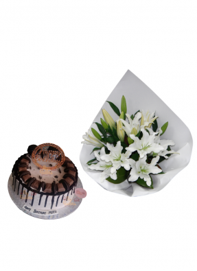 Lily Bouquet with Exclusive Chocolate Oreo Cake