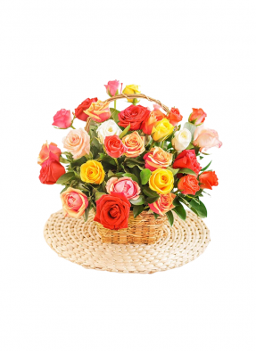 Mix Roses Basket Bouquet