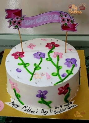 Mothers Day Flower Art Theme Cake