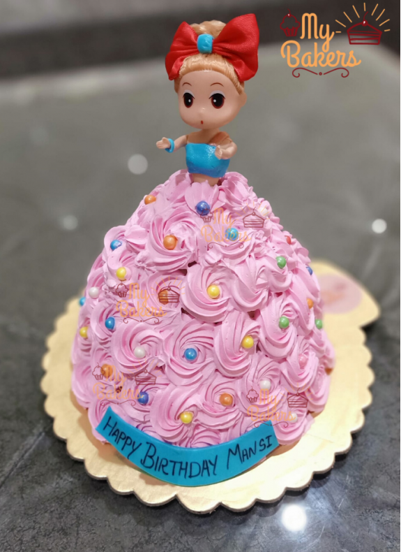 Cute Barbie Doll Design Cake