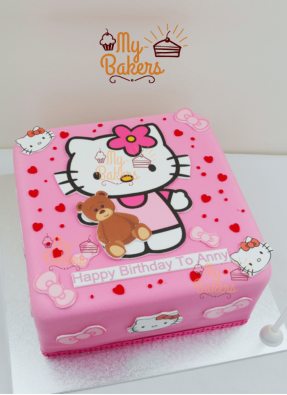 Cute Kitty and Teddy Birthday Cake