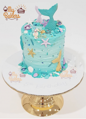 Beautiful Blue Mermaid Fondant Cake