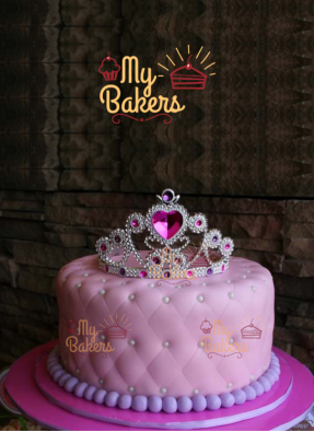 Beautiful Pink Fondant Cake with Crown