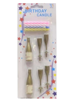 Champagne bottle shape candle Gold pack of 1