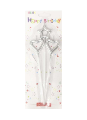 Star heart hollow candle Silver pack of 1