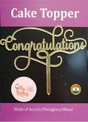 Congratulations Designer Gold Mirror Acrylic Topper 6 inch Pack of 1
