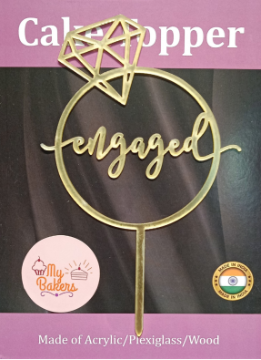 Engaged Gold Mirror Acrylic Topper 6 inch Pack of 1