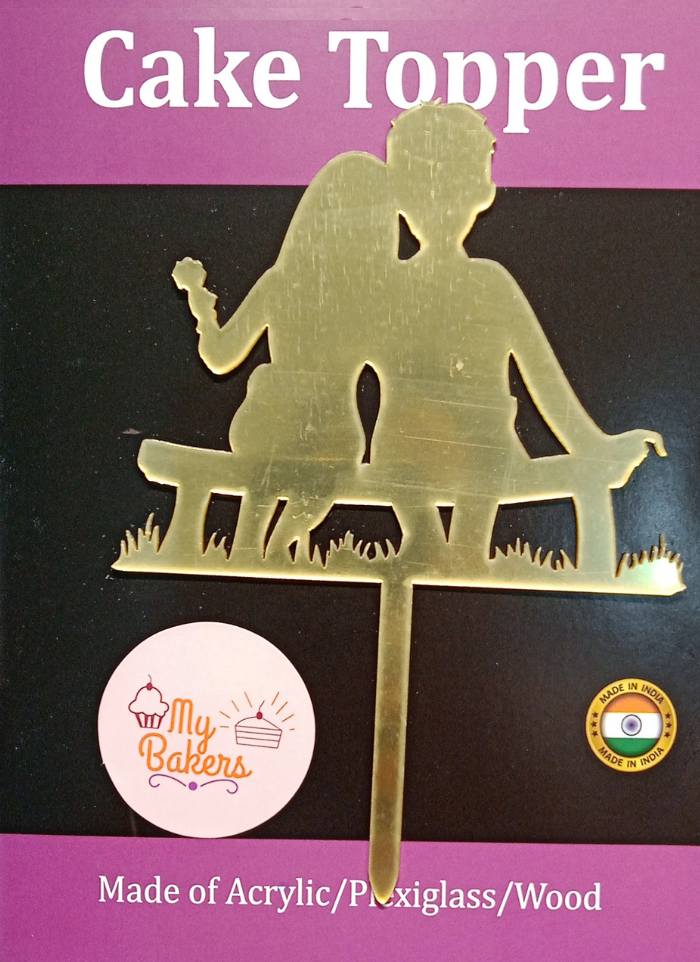 Girl On Boy Shoulder Golden Acrylic Topper 6 inch Pack of 1