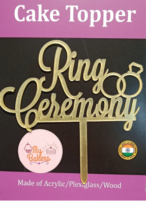 Ring Ceremony Golden Acrylic Topper 6 inch Pack of 1