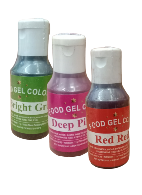 Food Gel Color Red Red Deep Pink Neon Bright Green pack of 3