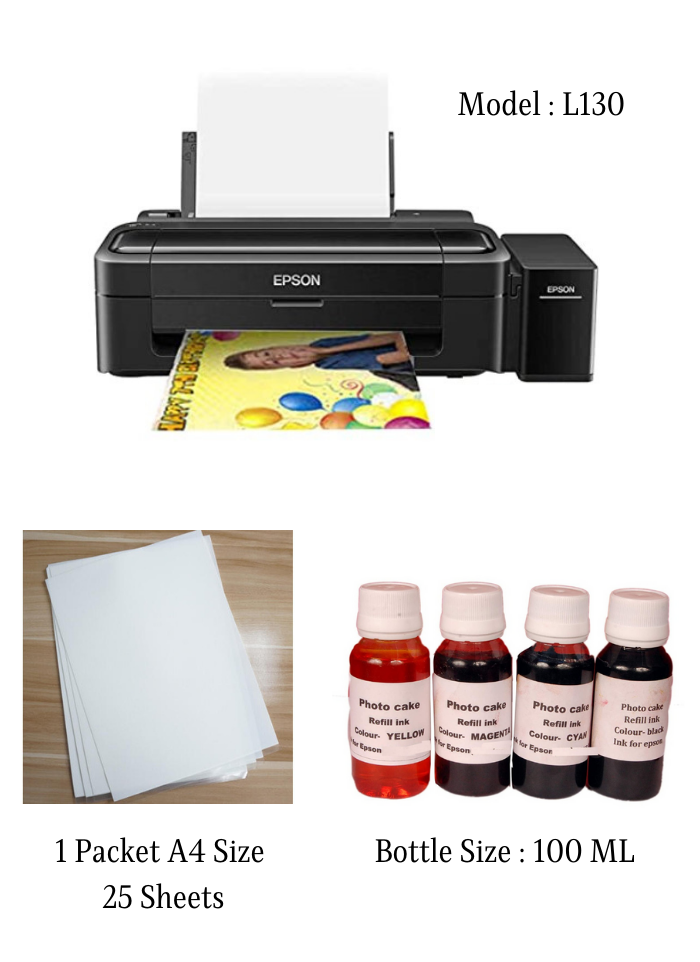 Edible Photo Cake Printer Combo With Edible Ink Set And Icing A4 sheets pack of 1