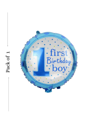 1st Happy birthday boy round foil Blue dot balloon 18 inch pack of 1
