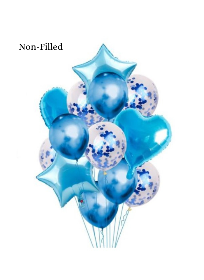 Confetti Foil Balloon 14 Piece Set 18 inch Blue