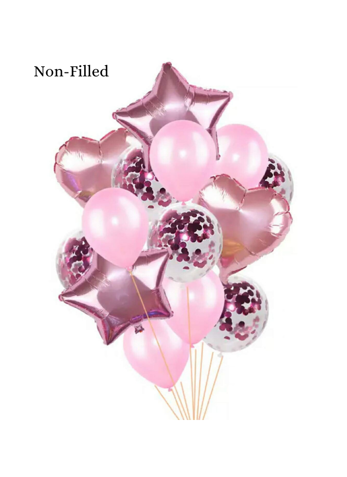 Confetti Foil Balloon 14 Piece Set 18 inch Pink