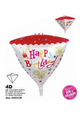 Happy birthday cone shape foil balloon pack of 1