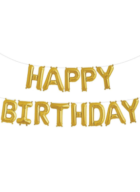 Happy Birthday Foil Balloon Set of all letters Gold pack of 1