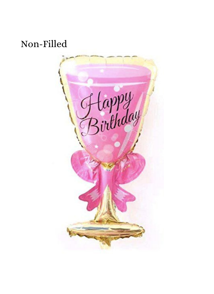 Happy Birthday Glass Foil Balloon 40 inch Pink