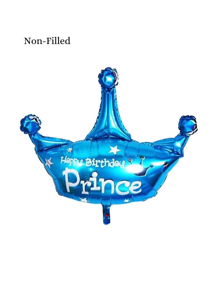 Happy Birthday Prince Crown Foil Balloon 32 inch Blue