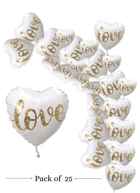 Love heart shape foil balloon 18 inch pack of 25