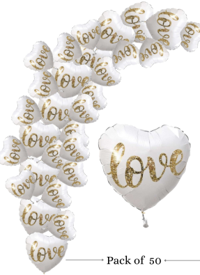 Love heart shape foil balloon 18 inch pack of 50