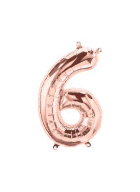 Number 6 Foil Balloon Rose Gold 16 inch pack of 1