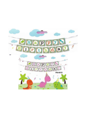 Happy Birthday Dino jungle theme banner pack of 1