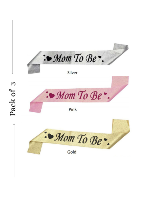 Glitter Sash Mom To Be Assorted Color 3 pieces pack of 1