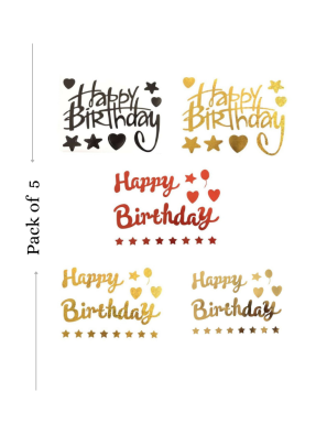Balloon Sticker Happy Birthday for Bobo Balloon 5 Sheets Black Red Golden A4 size pack of 1