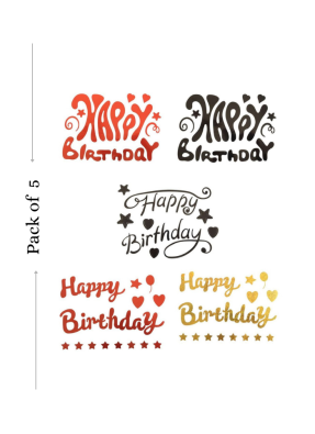 Balloon Sticker Happy Birthday for Bobo Balloon 5 Sheets Red Black Golden A4 size pack of 1